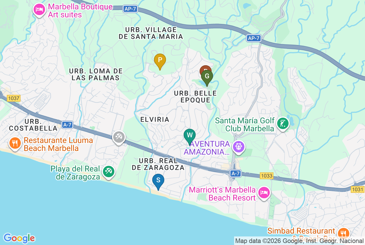 Google map of Zew Elviria with five pins