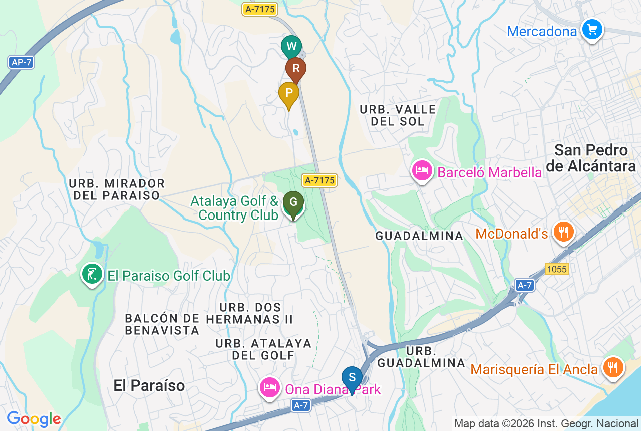 Carte Google d'Atalaya Emotion avec cinq &eacute;pingles