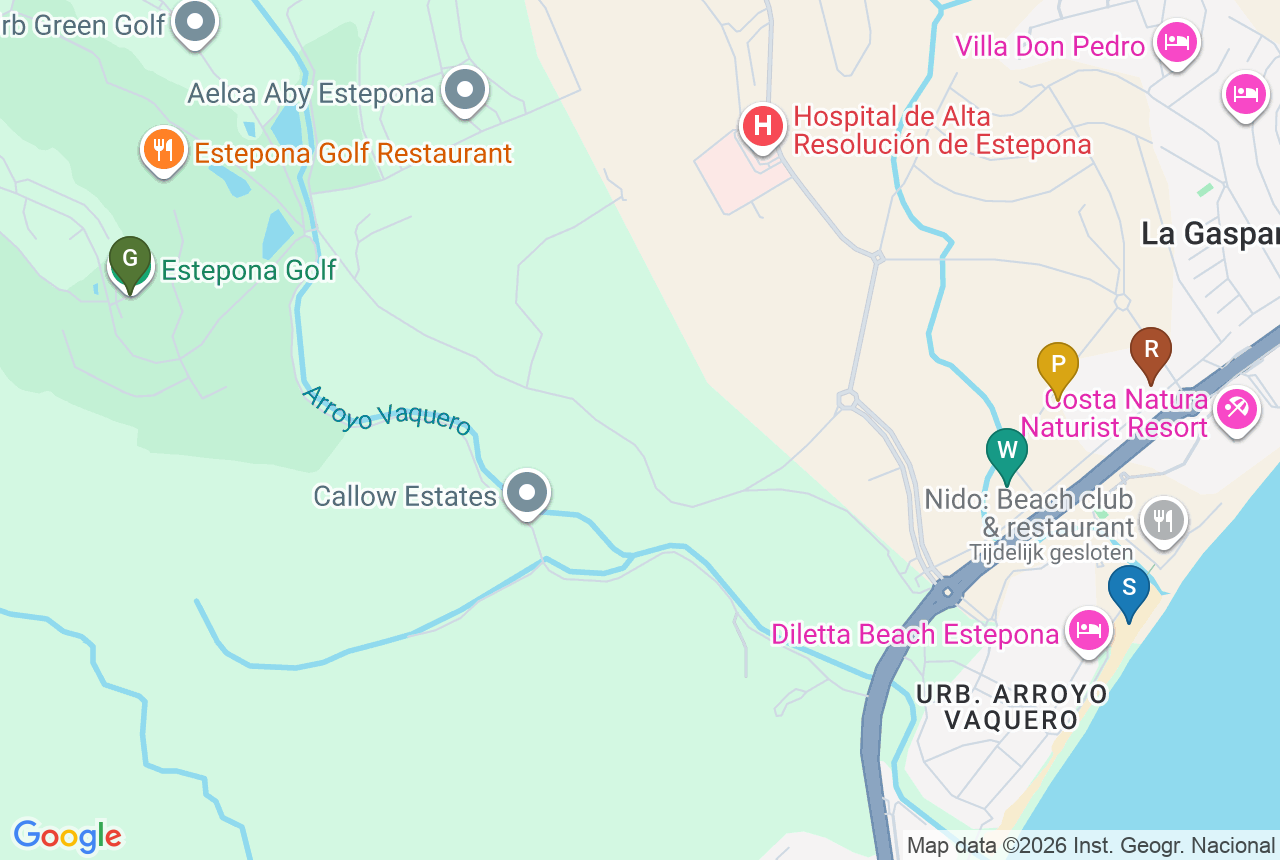 Google map of Natura Estepona with five pins