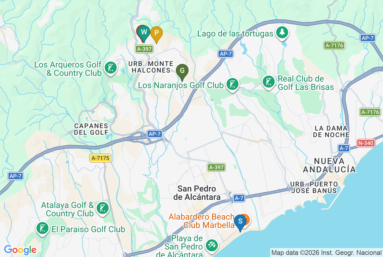 Google-Karte von The View Marbella Phase 2 & 3 mit f&uuml;nf Pins