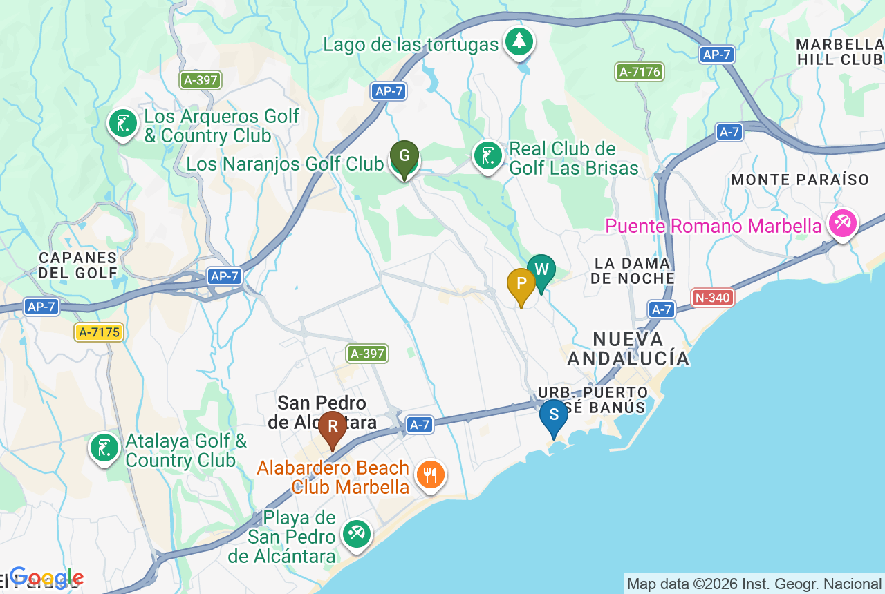 Google-Karte von Isla Bela mit f&uuml;nf Pins