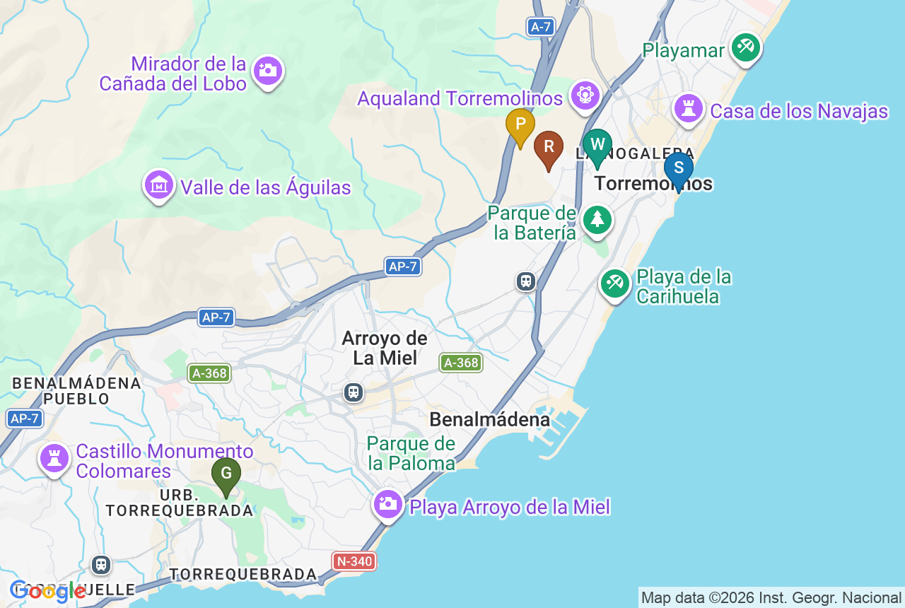 Google map of One Oak with five pins