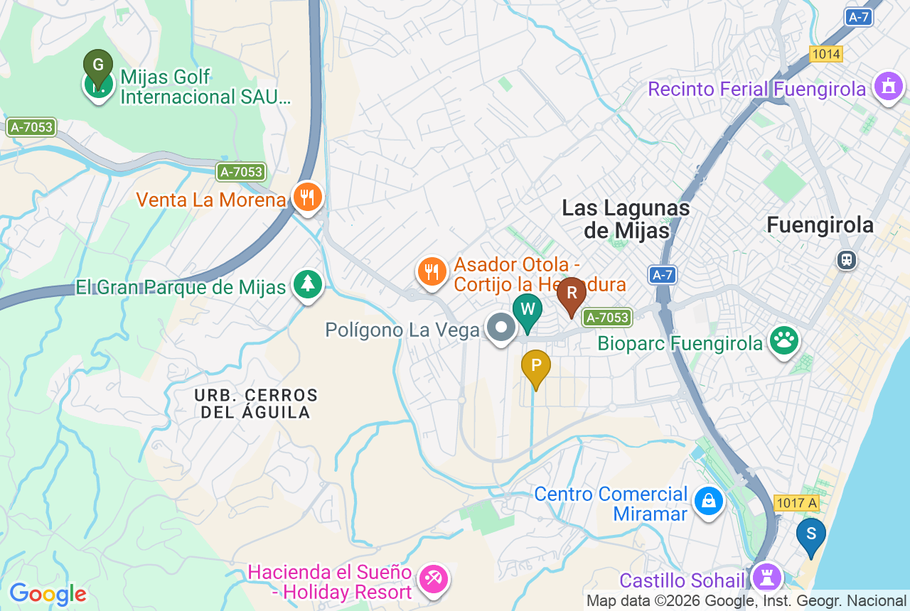 Google map of JARDINES DE LAS LAGUNAS FASE II with five pins