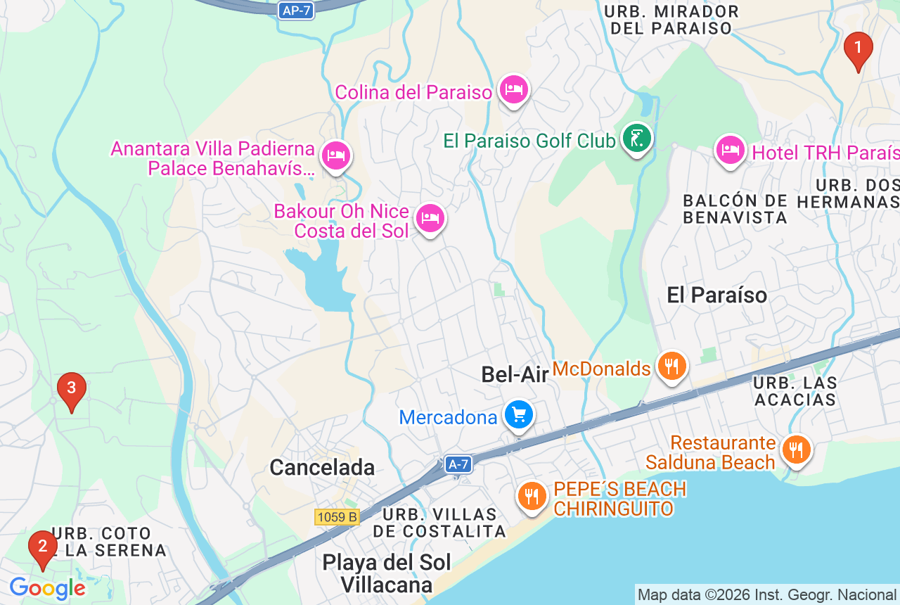 Google map with three project pins in New Golden Mile