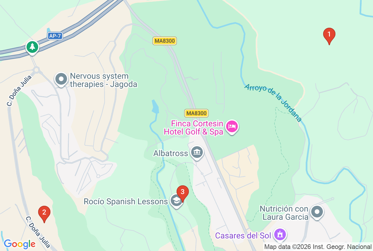 Google-kartta kolmella projektinastalla Casaresissa