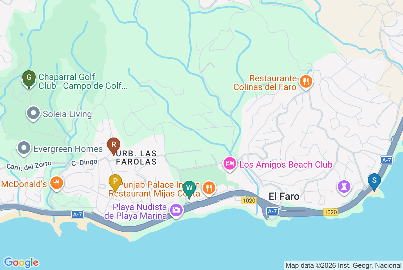 Google map of LUBINA THE VILLAS with five pins