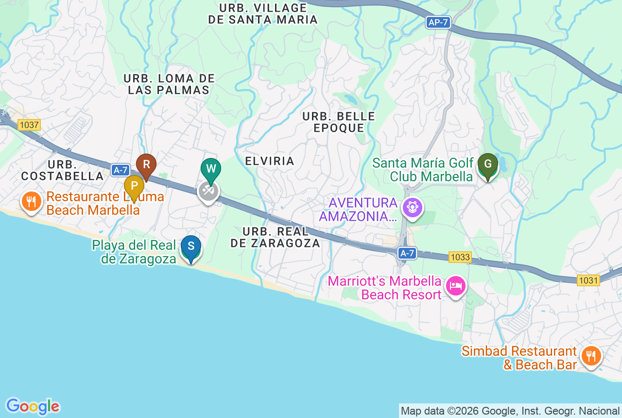 Google-kaart van SIROCCO VILLAS met vijf pins