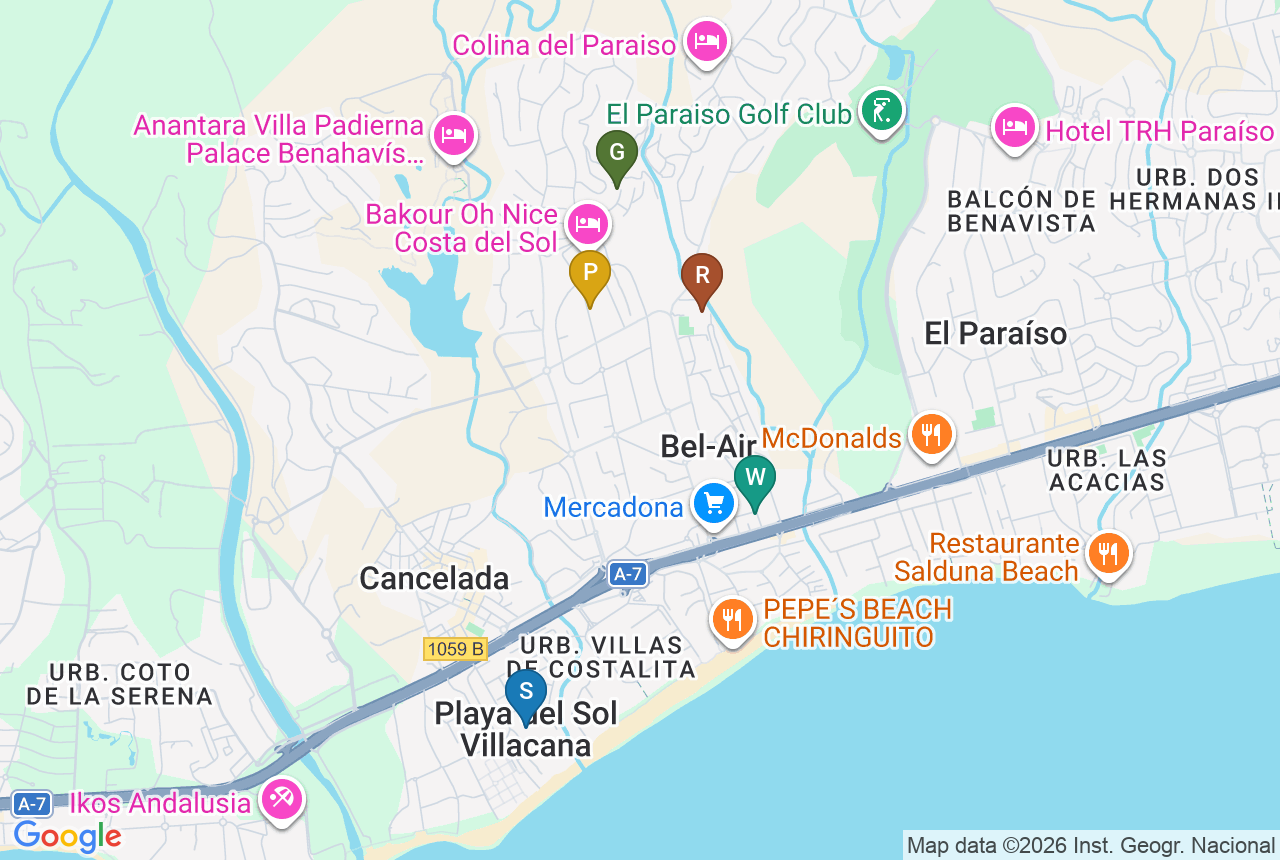 Google map of VILLA CAROLINA with five pins