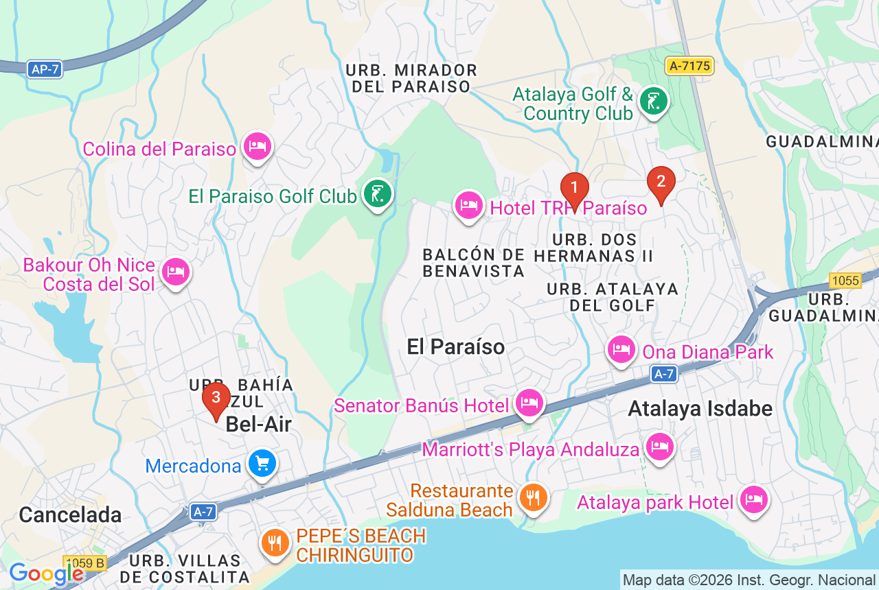 Google map with three project pins in New Golden Mile