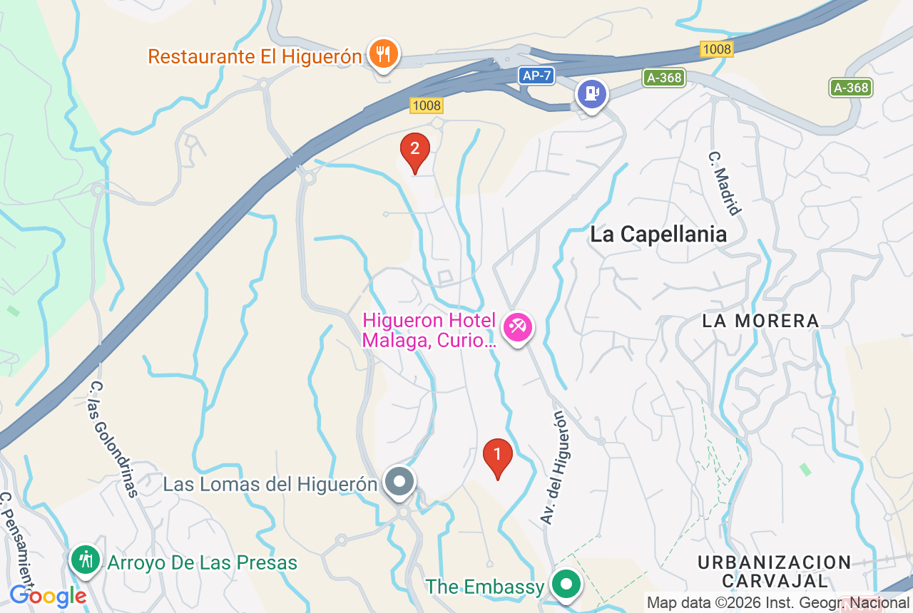 Google map with three project pins in Higuer&oacute;n