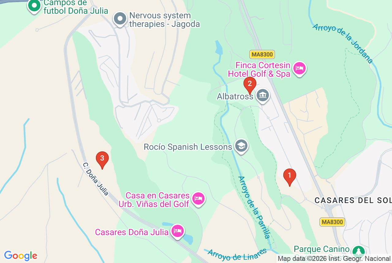 Google map with three project pins in Casares