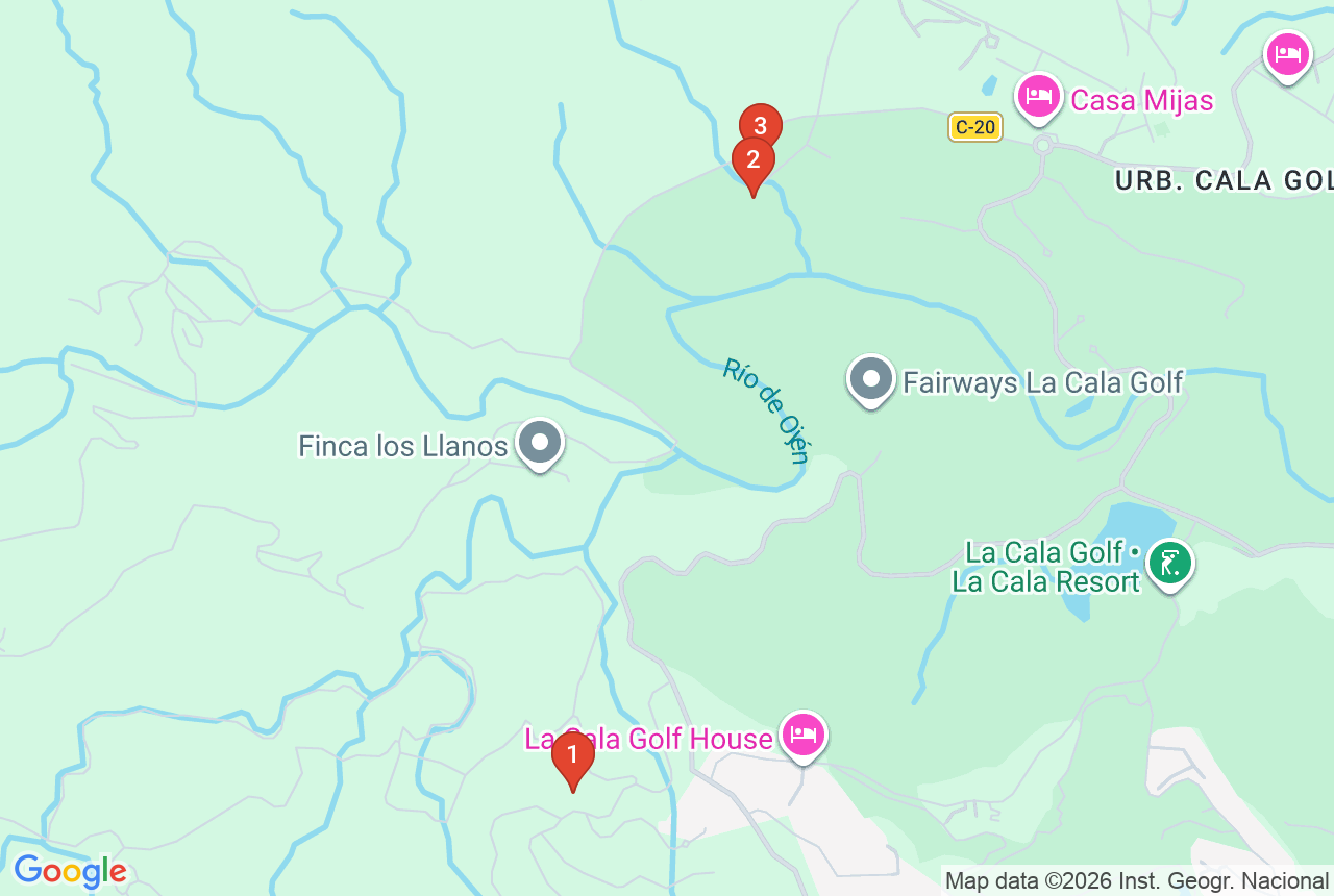 Google map with three project pins in La Cala Golf