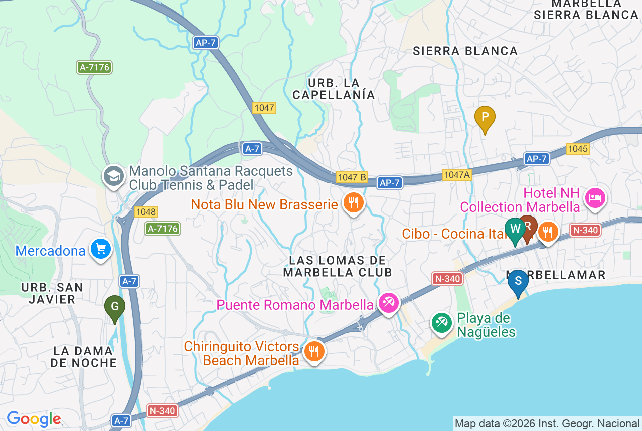 Google map of VILLA ORIA with five pins