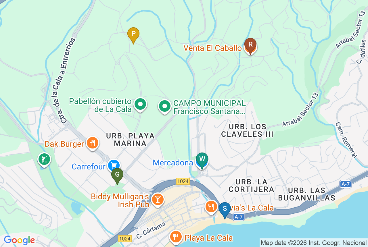 Google map of CALA SERENA SUN with five pins