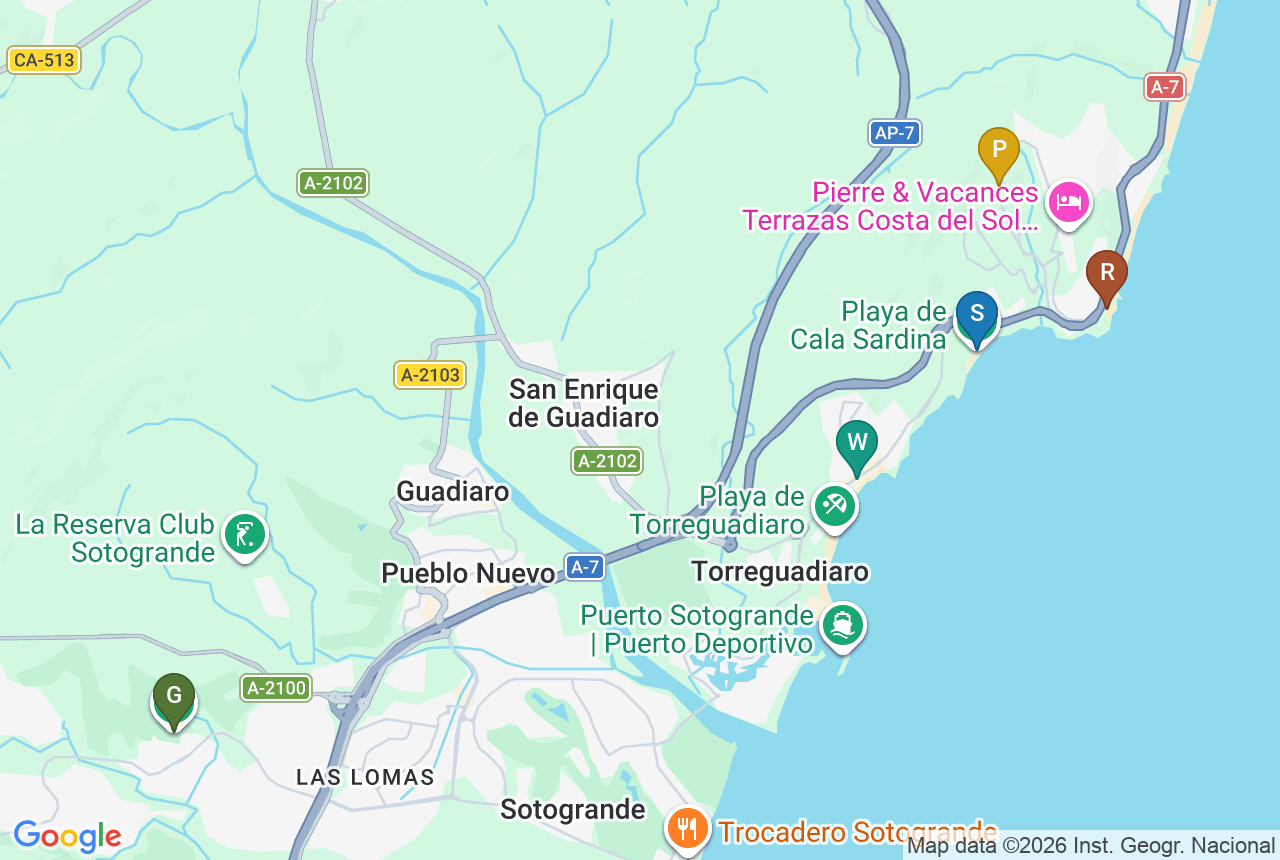 Google map of BLUE WAVE with five pins